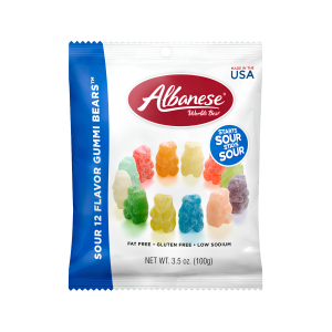 ALBANESE SOUR 12 FLAVOR GUMMI BEARS BAG 100G