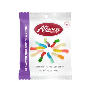 ALBANESE 12 FLAVOR MINI GUMMI WORMS BAG 100G
