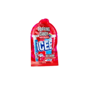 ICEE POPPING  WITH LOLLIPOP  CANDY RED CHERRY BAG 15GR