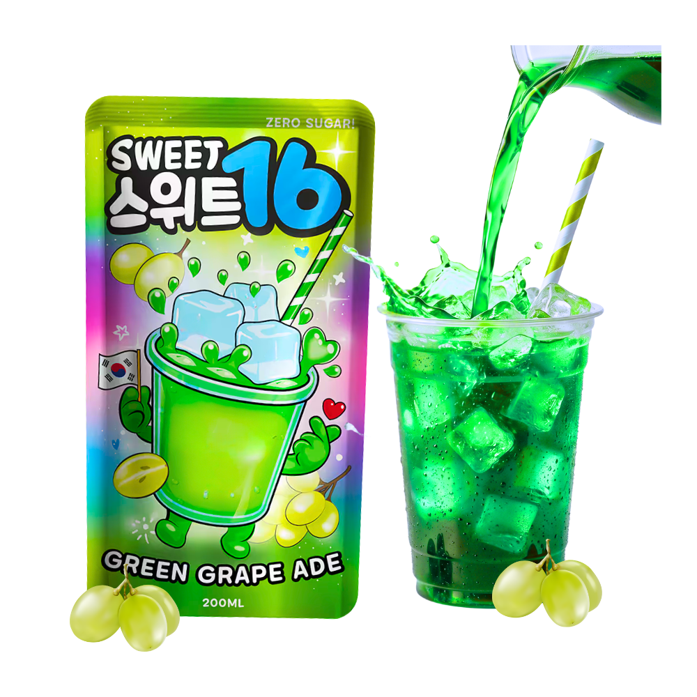 SWEET 16 GREEN GRAPE BEBIDA COREANA 200g - Imagen 2
